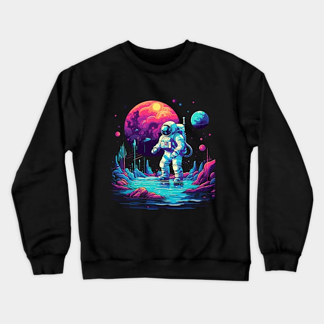 astronaut exploring galaxy Crewneck Sweatshirt by legend